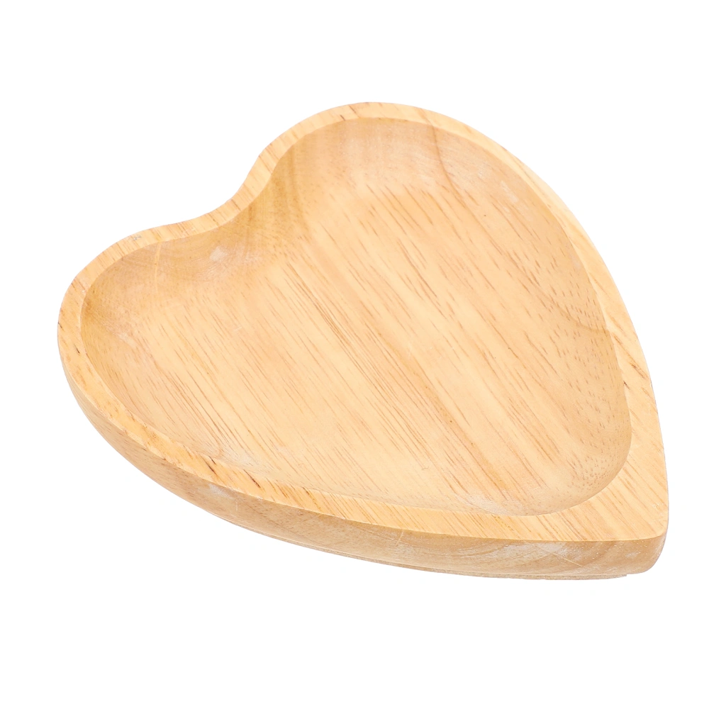 1 Pc Creative Storage Tray Heart Shaped Fruit Plate Wooden Storage Dish (Khaki)