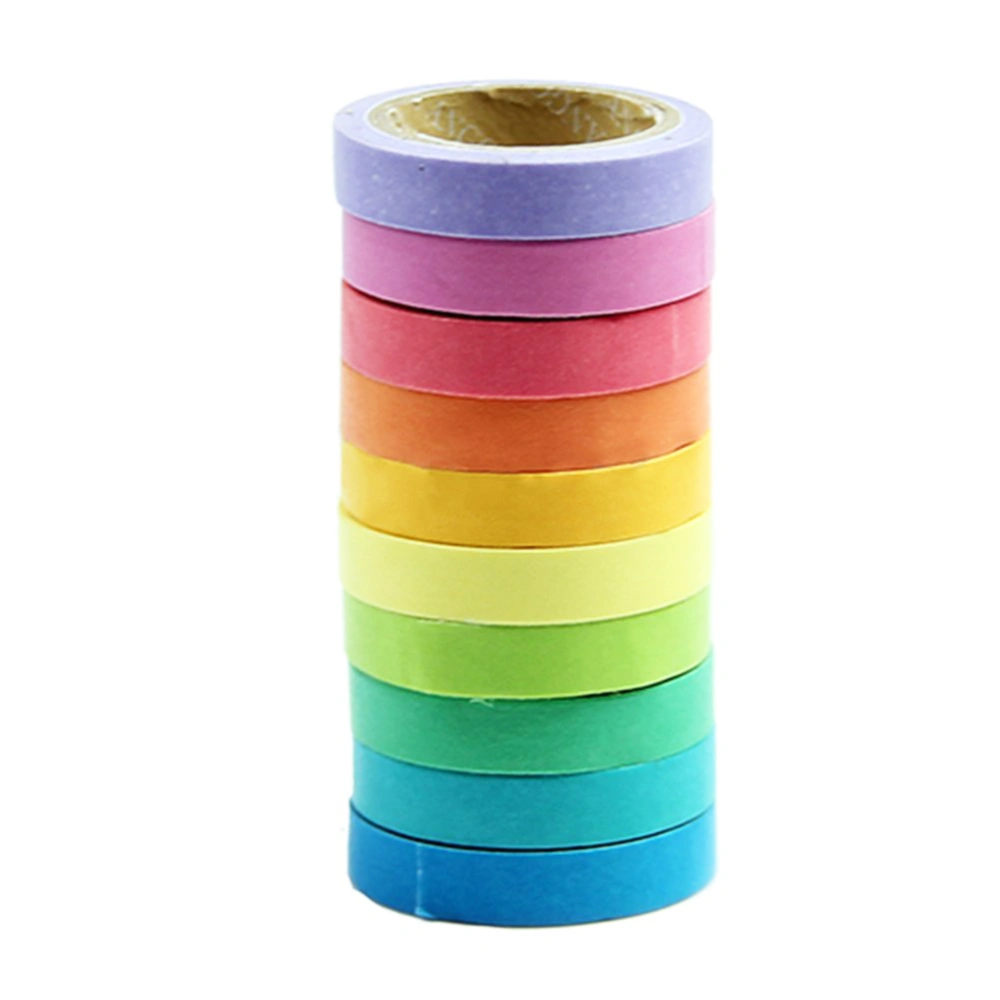 10pcs Rainbow Washi Sticky Paper Decorative Masking Adhesive Tape for DIY Scrapbooking