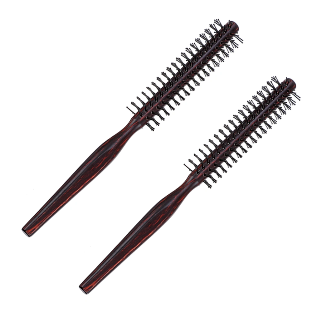 2pcs Round Hair Styling Brush Comb Wooden Handle Curling Roll Hair Brush