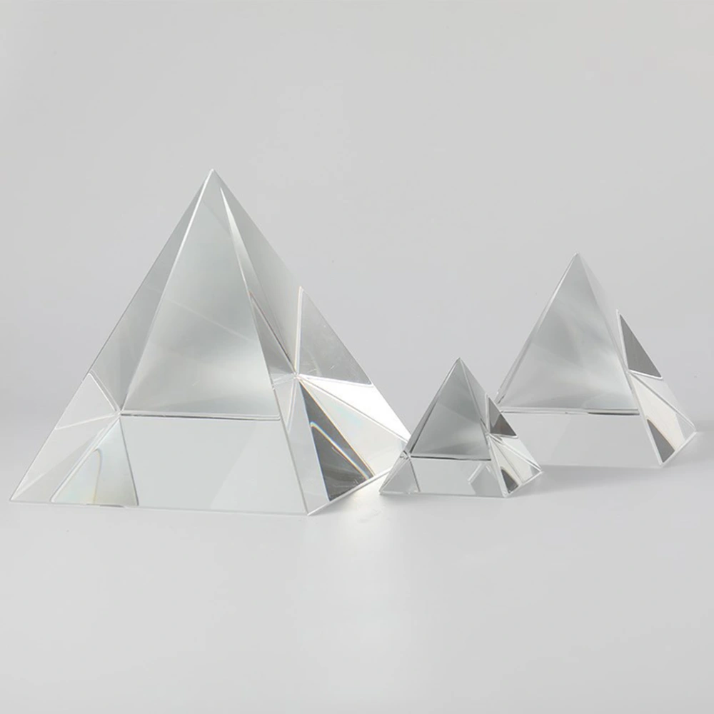 1pc Pyramid Crystal Glass Optical Glass Triangular Aurora Desktop Adornment for Friends (50x50mm Transparent)