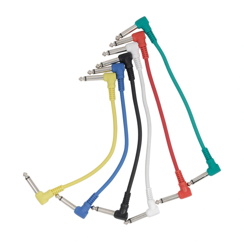 6PCS Instrument Cables Guitar Patch Cables for Bass Keyboard Effect Pedals (Black, Blue, Green, Red, White, Yellow)