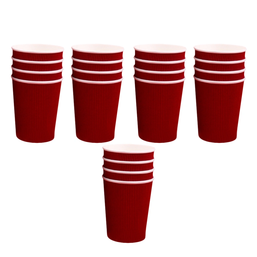 20pcs Wedding Paper Cups High-end Corrugated Cardboard Disposable Cups (Red)