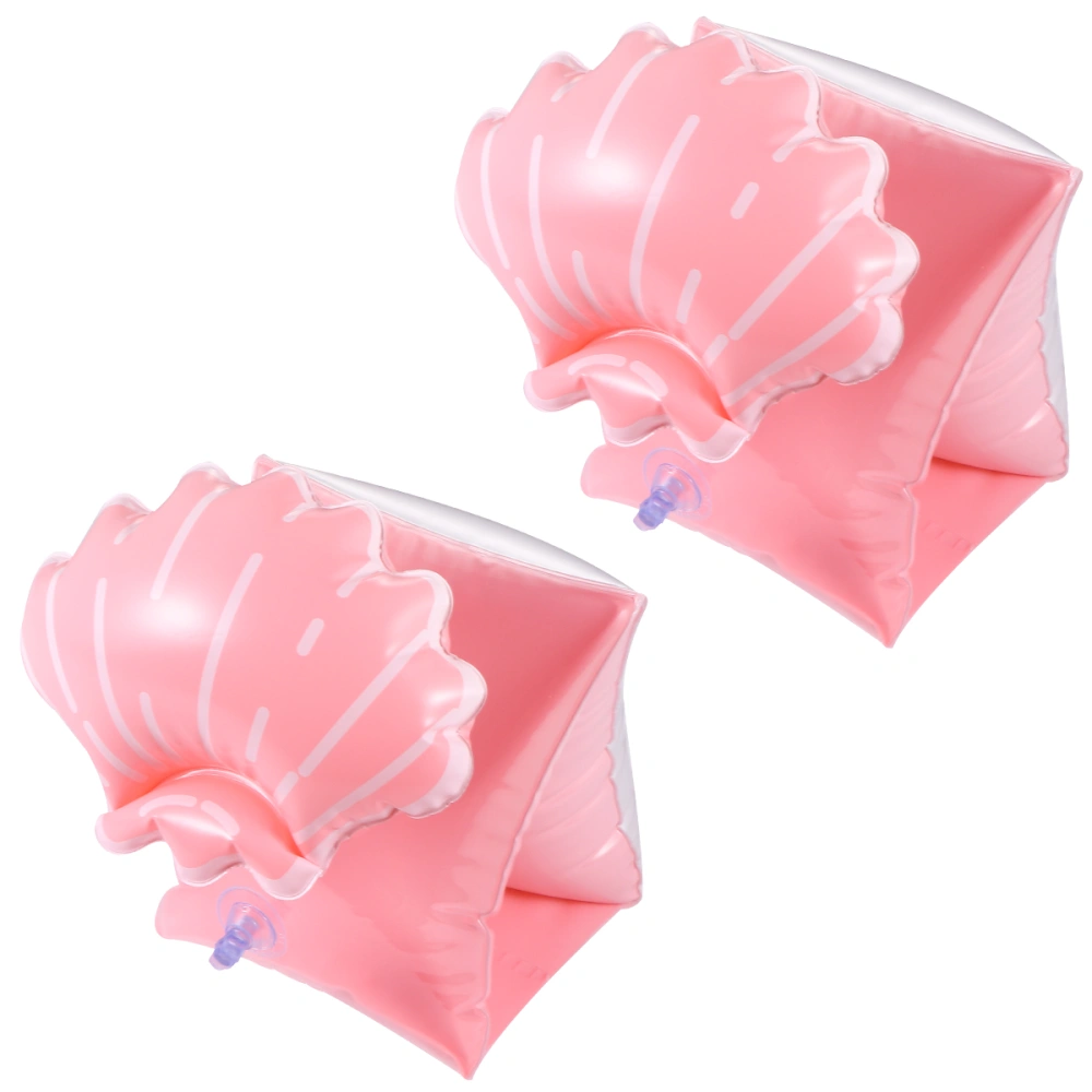 1 Pair Cartoon Shell Shape Swim Rollup Floats Tube Water Wings Inflatable Arm Bands Floatation Sleeves for Kids Children Indoor Outdoor (Pink)