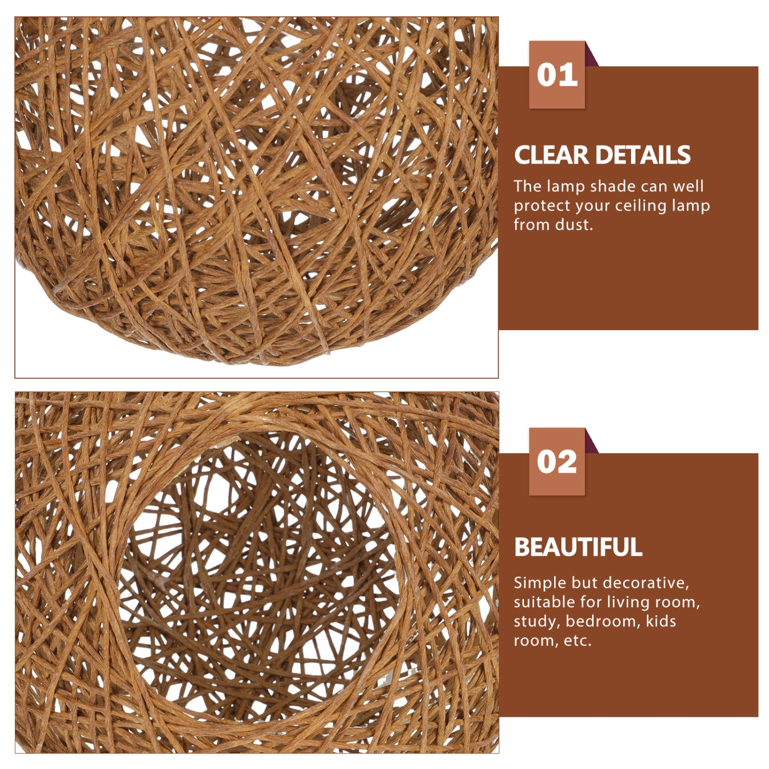 Rattan Woven Lampshade Ball Shape Ceiling Light Cover Table Light Cover Lamp Accessories