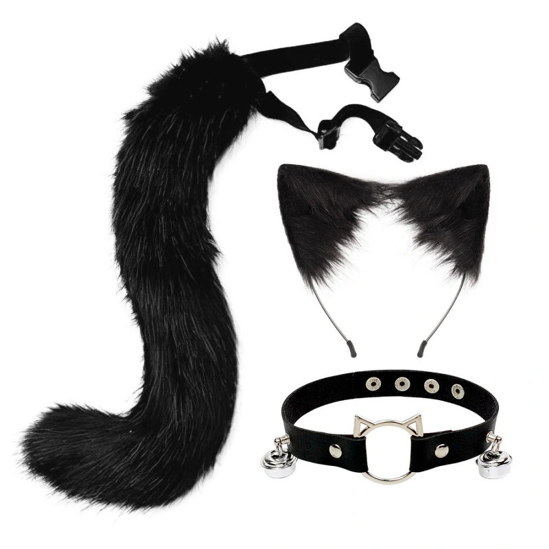 1 Set Furry Animal Ears Headband Tail Animal Cosplay Party Costume Performance Accessories