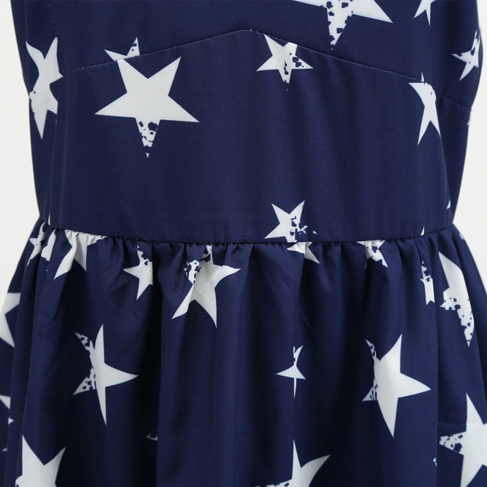 Independence Day Vintage Dresses Star Stripe Printed Skirt Fashion Women Dress (Size M)