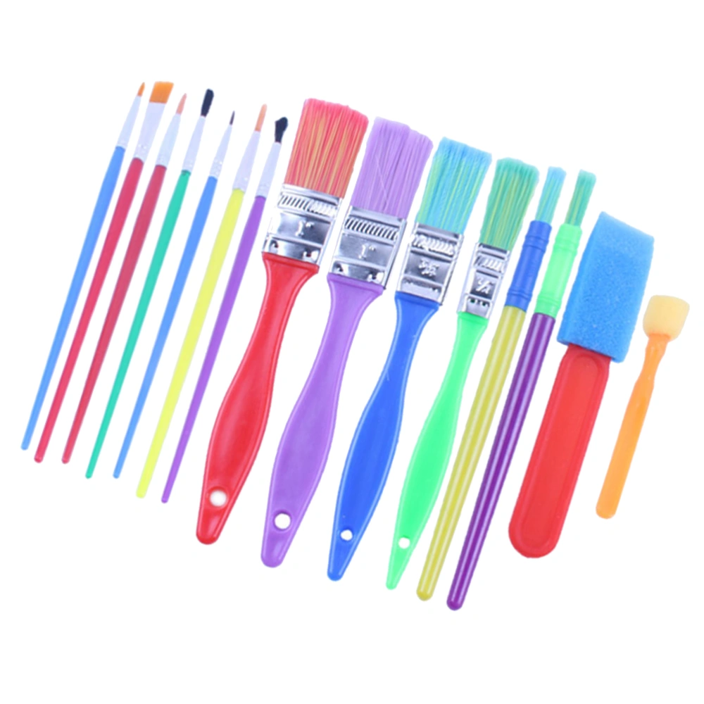 15 in 1 Kids Art and Craft Painting Drawing Tools Mini Sponge Brush Set Fun Kits Early DIY Learning (Random Color)