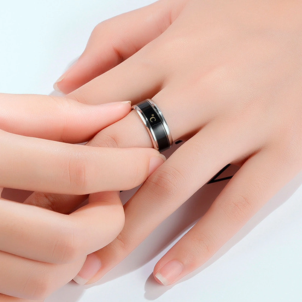 1Pc Fashion Ring Jewelry Intelligent Temperature Display Couple Ring (No.10)