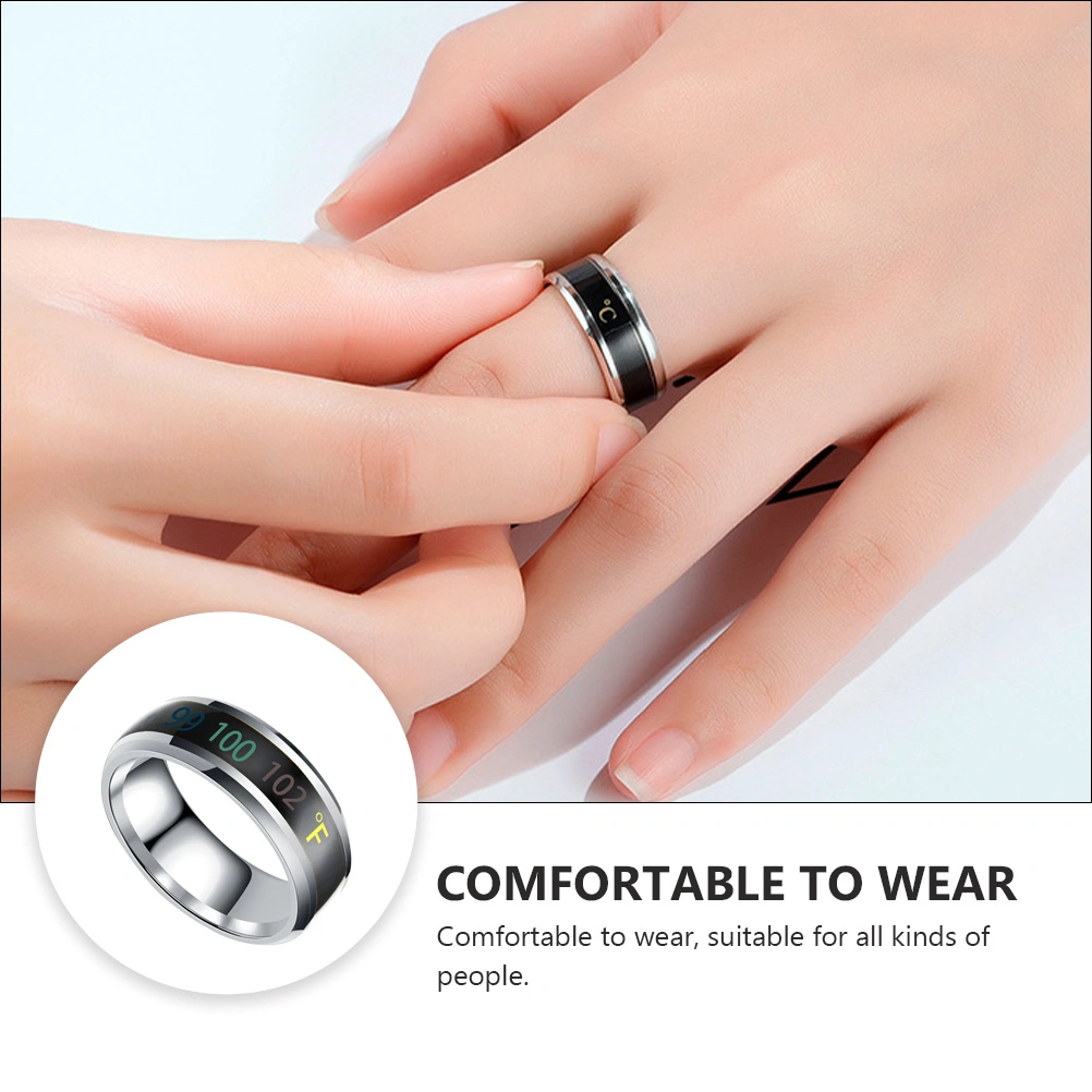 1Pc Fashion Ring Jewelry Intelligent Temperature Display Couple Ring (No.10)