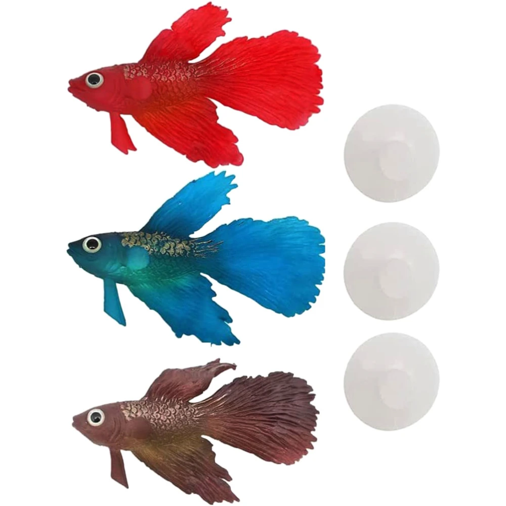 3Pcs Lovely Aquarium Decors Silicone Goldfish Decors Decorative Fish Figures Fish Tank Accessory