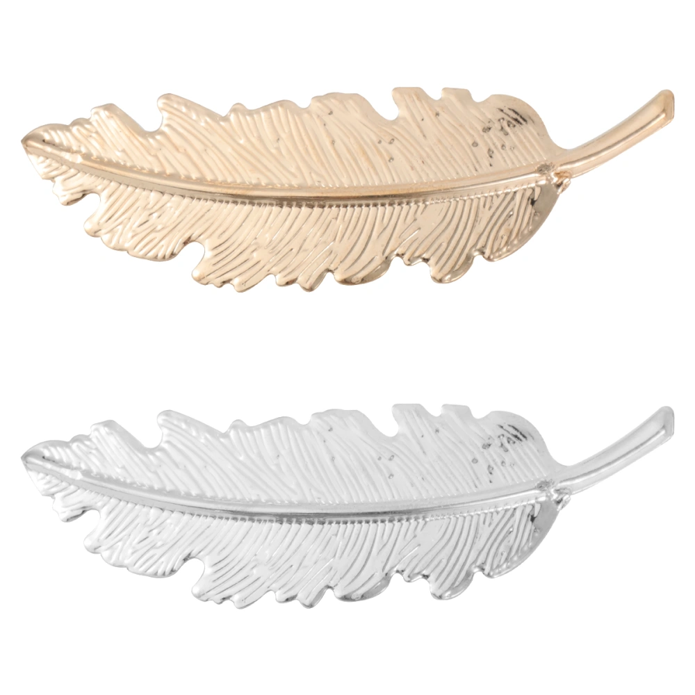 2pcs Leaf /  Shaped Hair Clip Pin Claw Hair Accessories (Golden+Silver)