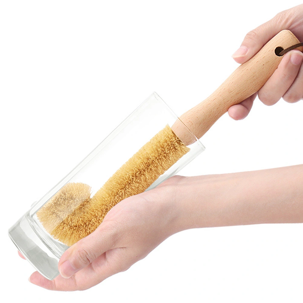 1PC Coconut Long Handle Cup Brush Coffee Tea Glass Cup Mugs Bottles Cleaning Brushes