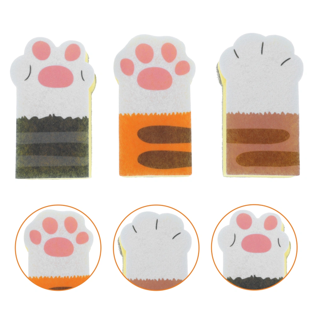 3Pcs Cat Claw Sponge Wipe Thickened Scouring Pad Cleaning Dishcloth for Kitchen