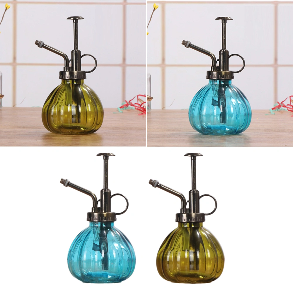 Blue and Dark Green Pumpkin Shaped Glass Watering Pot Antique Plastic Bronze Style Sprayer Crafts Can Bottle for Home Hotel Garden