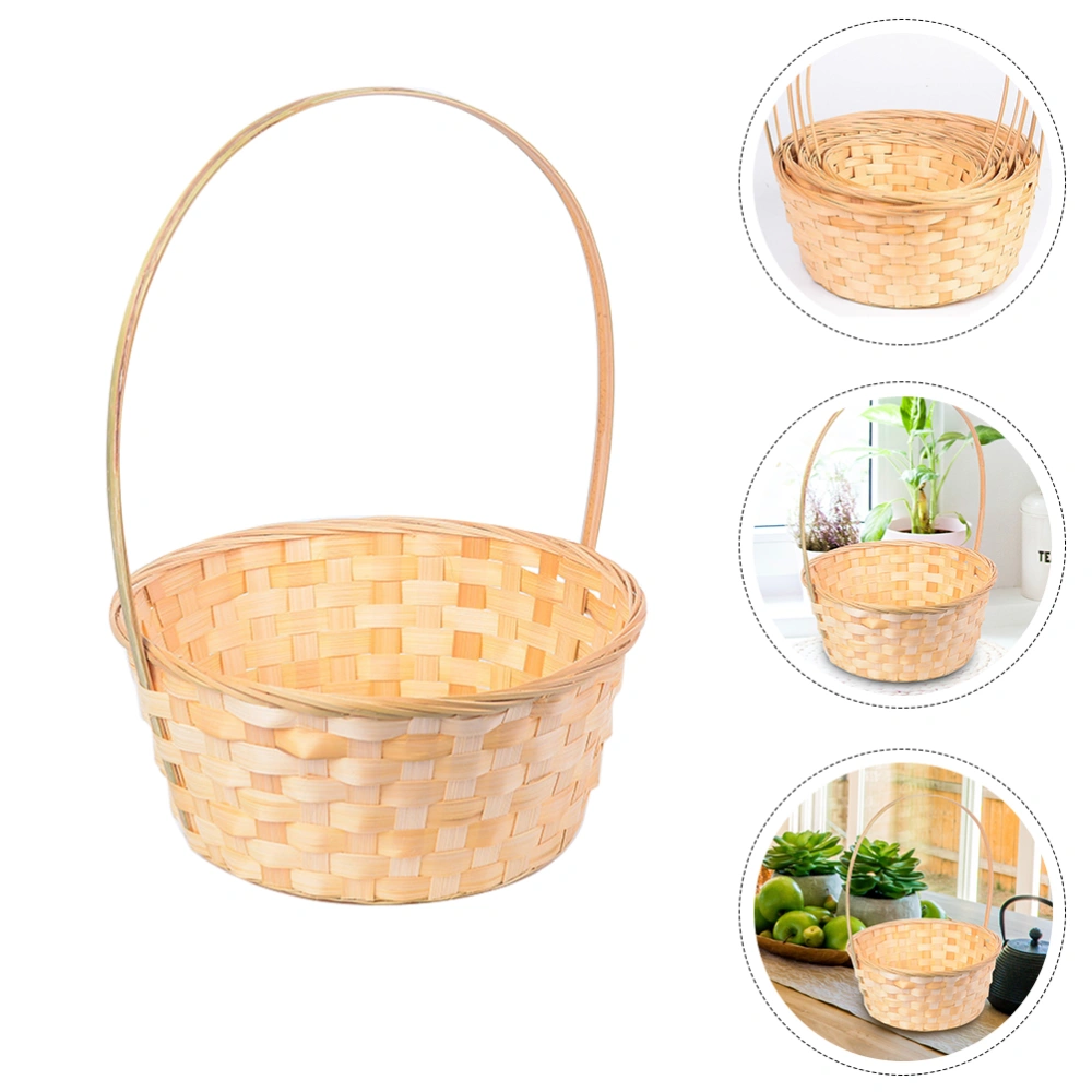 2Pcs Handwoven Flower Baskets Bamboo Woven Baskets Decorative Flower Containers