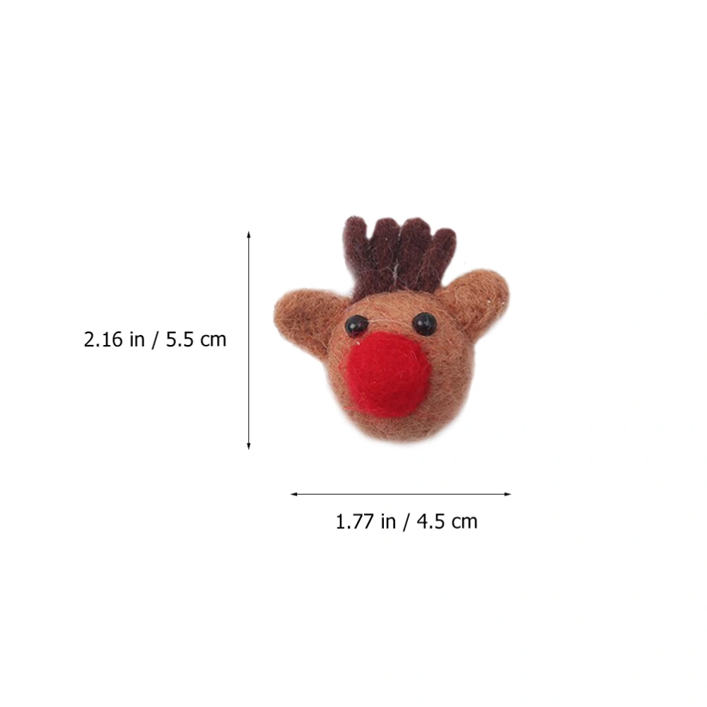 5pcs Xmas Felt Hat Ornaments Cartoon Antler Brooches Cartoon Breastpins (Brown)