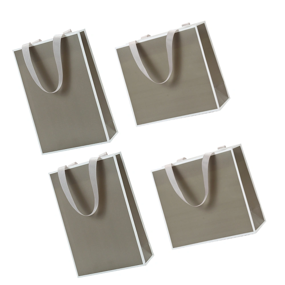 4pcs Paper Bag Gift Bag Jewelry Packaging Sack with Portable Rope for Festival Party (Grey Horizontal Version, Vertical Version Each Two)