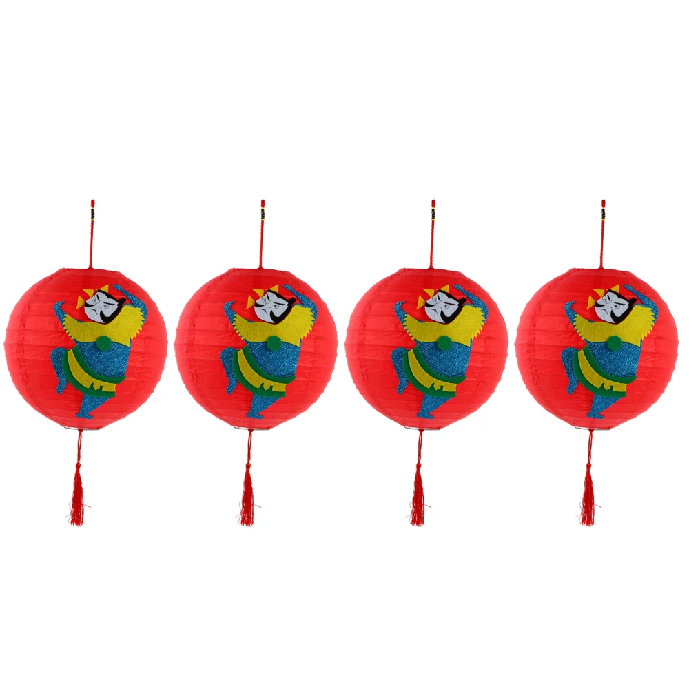 4pcs DIY Paper Lantern Chinese New Year Hanging Lanterns Festival Ornament