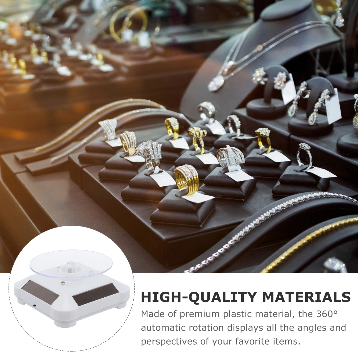 Solar Watch Display Stand 360° Rotating Turntable Jewelry Display Stand