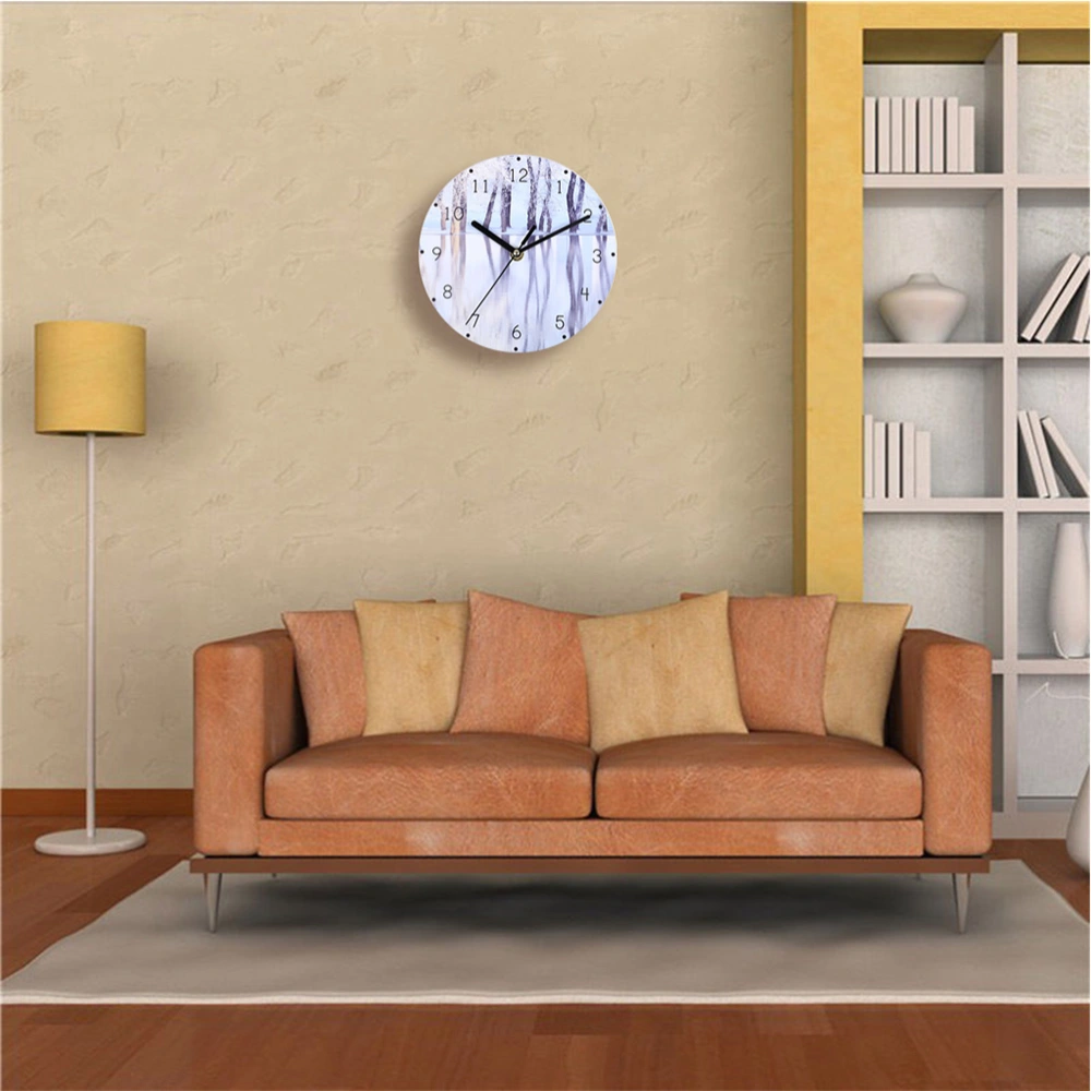 20CM Wooden Clock Trees Pattern Creative European Style Wall Clock Household Bedroom Hanging Bar Decor without Battery - BZ1165 1#