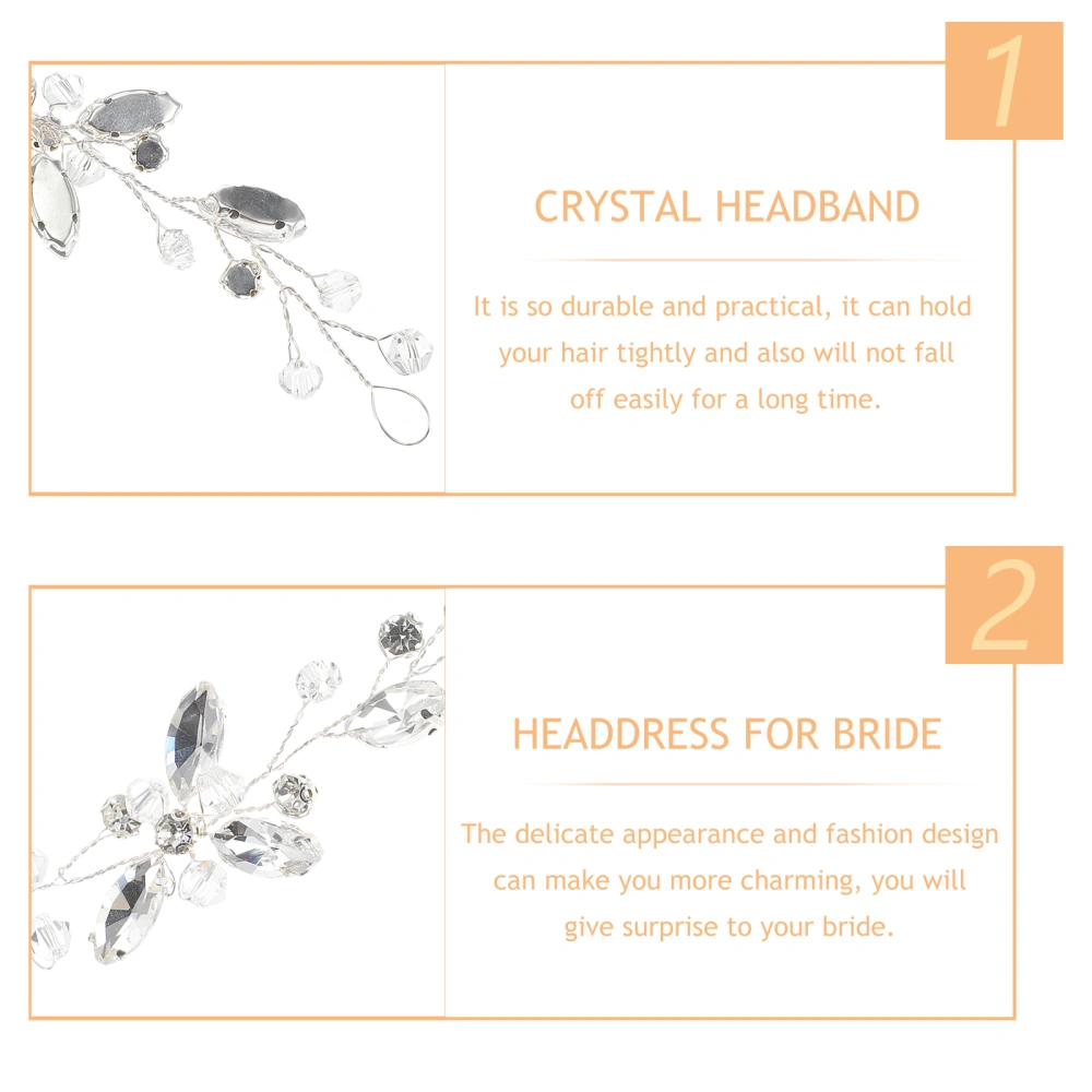 Silver Crystal Headwear Delicate Bridal Headdress Wedding Hair Band Rhinestone Hair Accessories for Women Ladies Bride