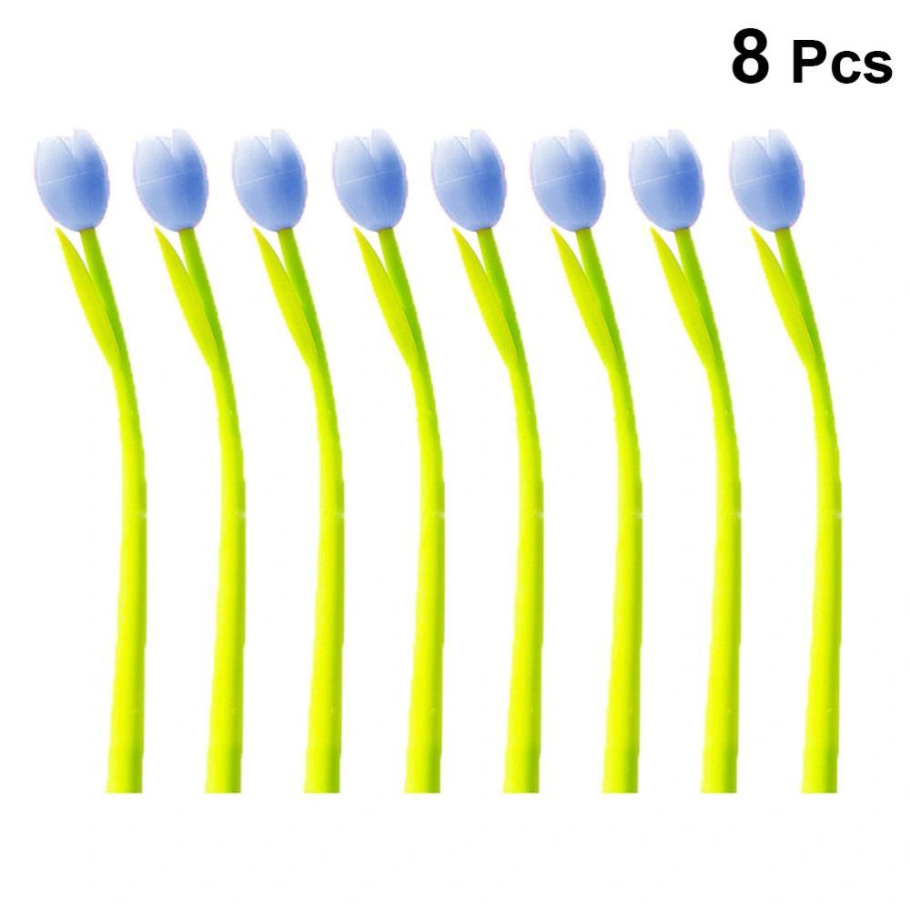 8Pcs Gum Grass Gel Pen Creative Tulip Shape Gel Pen Lovely Grass Sign Pen Funny Office Supplies Cartoon Gel Pen for Kids Writing(Blue)