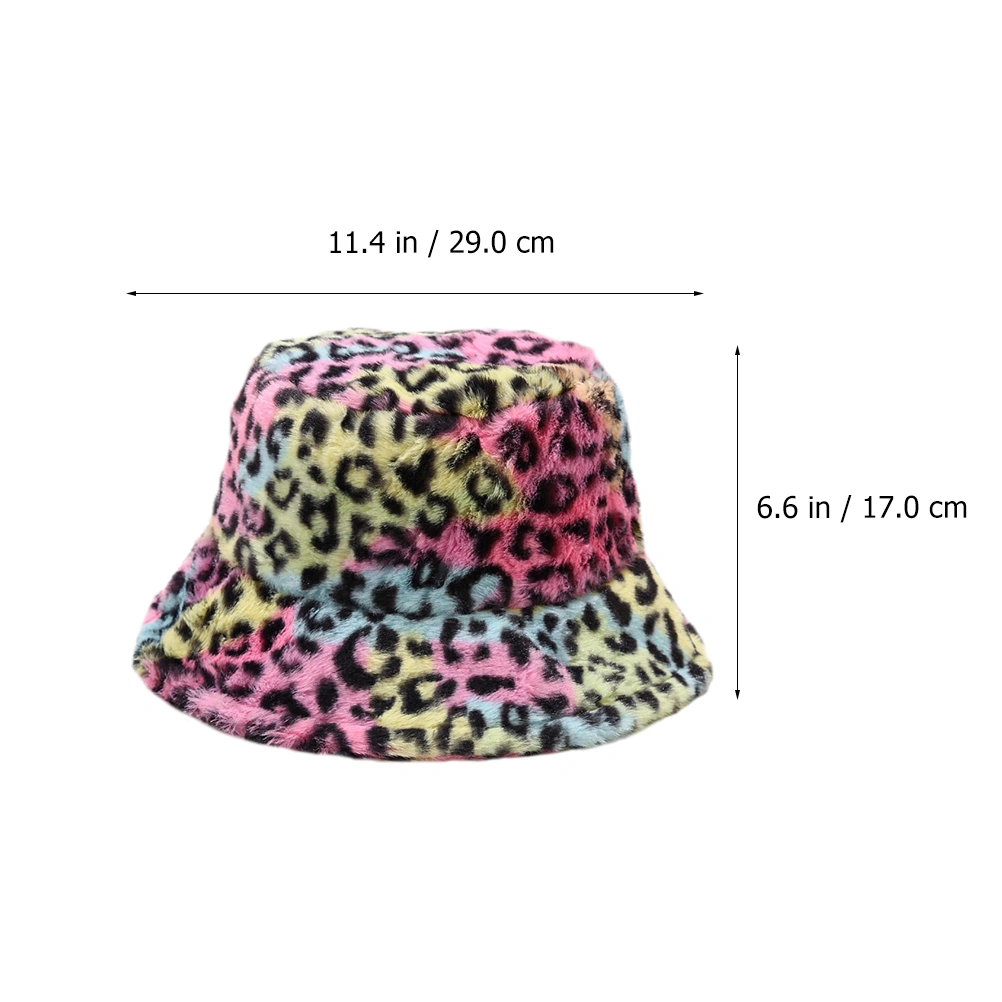 1Pc Fashion Warm Fisherman Hat Fluffy Autumn Winter Leopard Fisherman