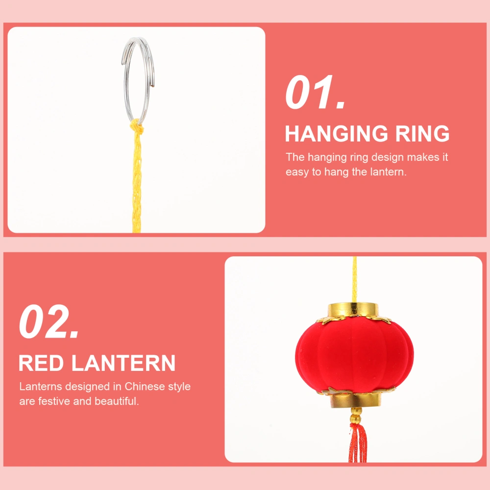 16Pcs Flocking Red Lanterns New Year Lanterns Outdoor Door Hanging Pendants