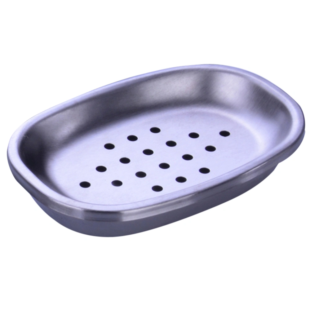 Double Layer Stainless Steel Soap Dish Tray Double Draining Soap Box Holder for Shower Bathroom Kitchen (Oval Dot)