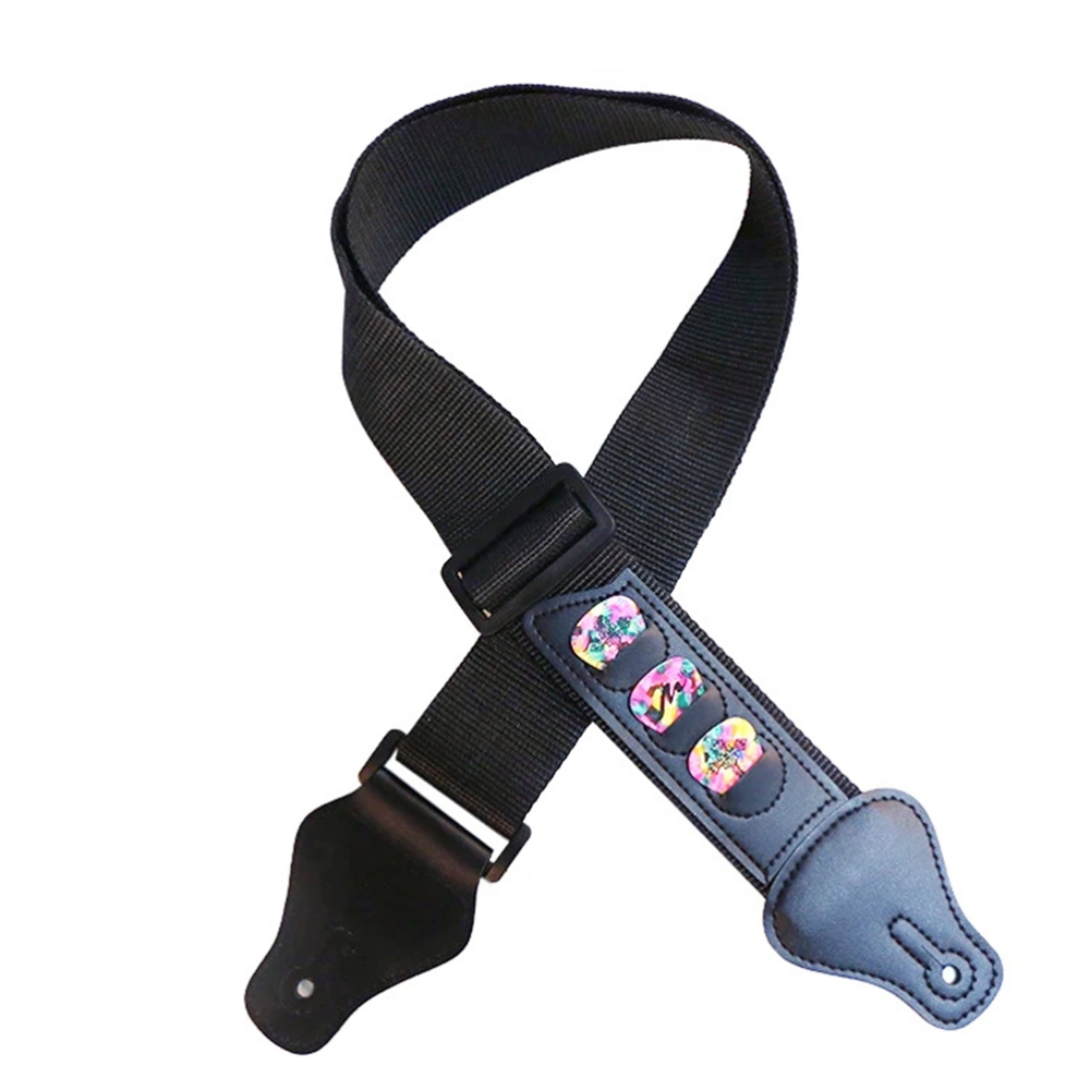 1PC Guitar Strap Multifunction Durable Wear Proof Long Time Use Strap with 3 Plectrum Pick Slot