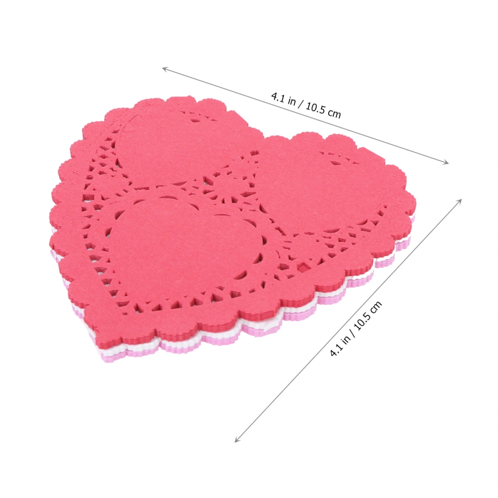 100Pcs 4Inches Heart Shaped Cake Boards Sturdy Cake Circle Base Tray Dessert Board for Birthday Wedding (White and Red)