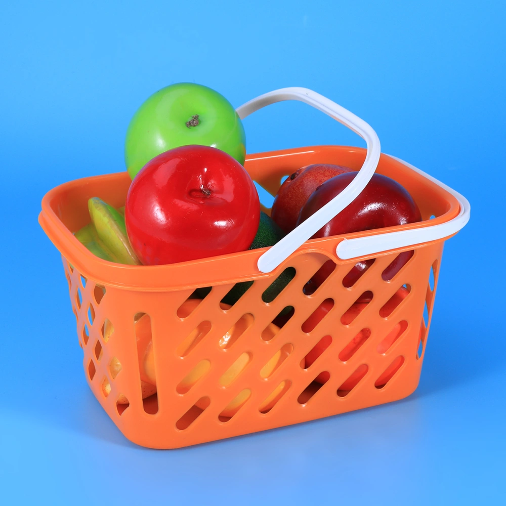 Portable Grocery Basket Customer Shopping Basket with Handle  Toys Storage Organizer Basket (Orange)