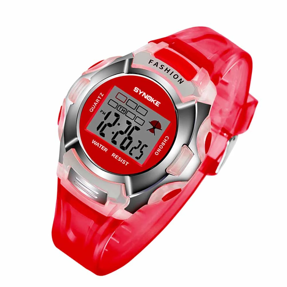 Children Watches Students Electronic Watch Waterproof Sports Watch Luminous Electronic Watch for Kids Red
