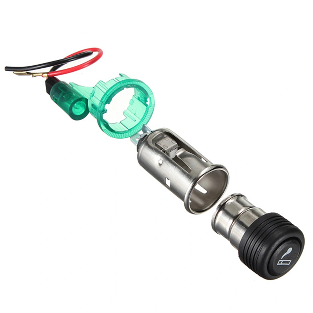 Universal Illuminous Car Cigarette Lighter Assembly 12V for Auto Motorcycle with Socket & Cable (Green)
