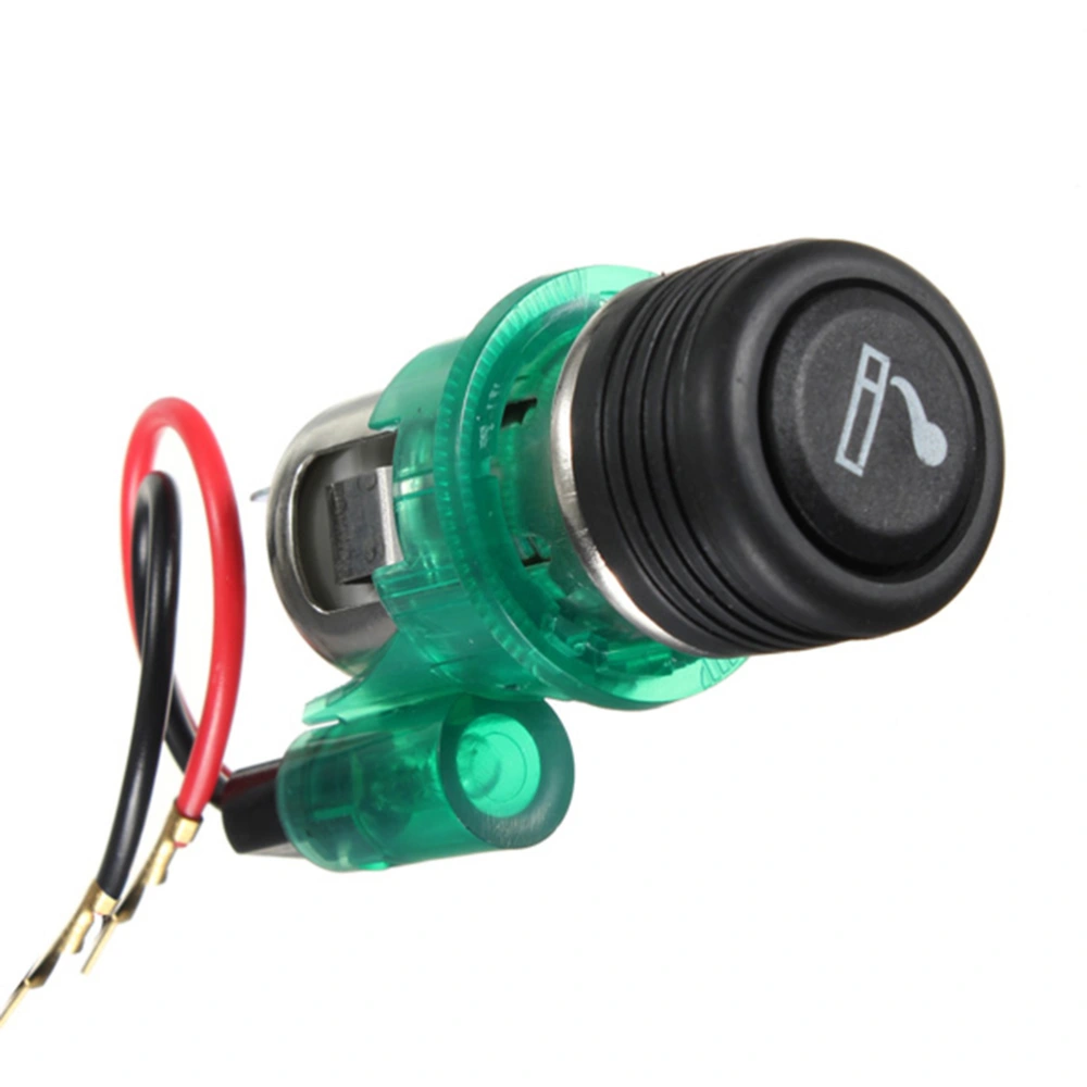 Universal Illuminous Car Cigarette Lighter Assembly 12V for Auto Motorcycle with Socket & Cable (Green)