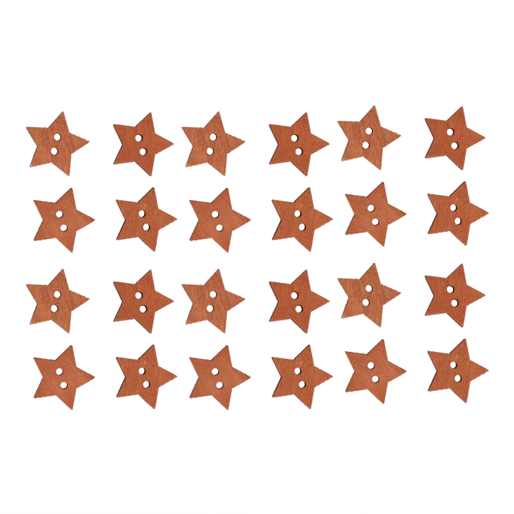 100pcs 2 Holes Wooden Stars Buttons Five-Pointed Star Shaped Buttons for Clothing Sewing Crafting Scrapbook Craft