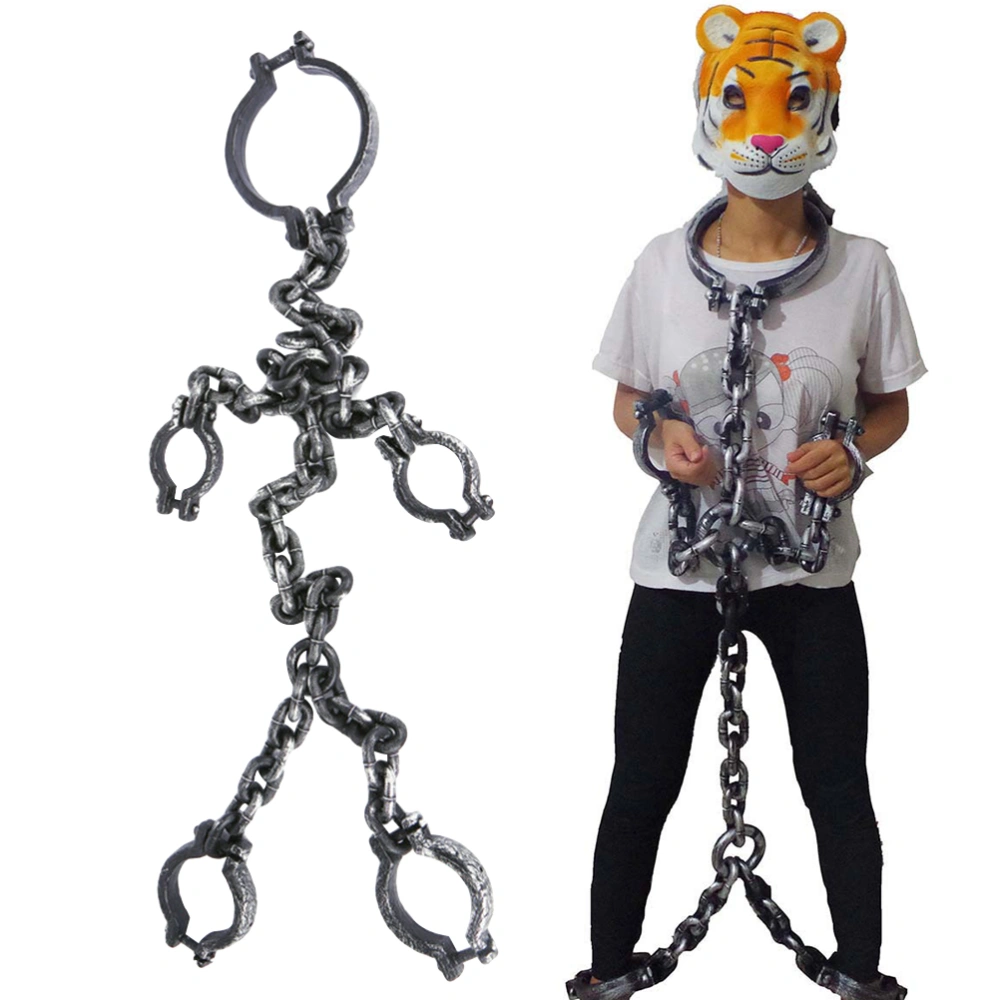 Halloween Plastic Prisoner Props Criminal Pretend Play Props Cosplay Acting Props (Whole Body Iron Chain)