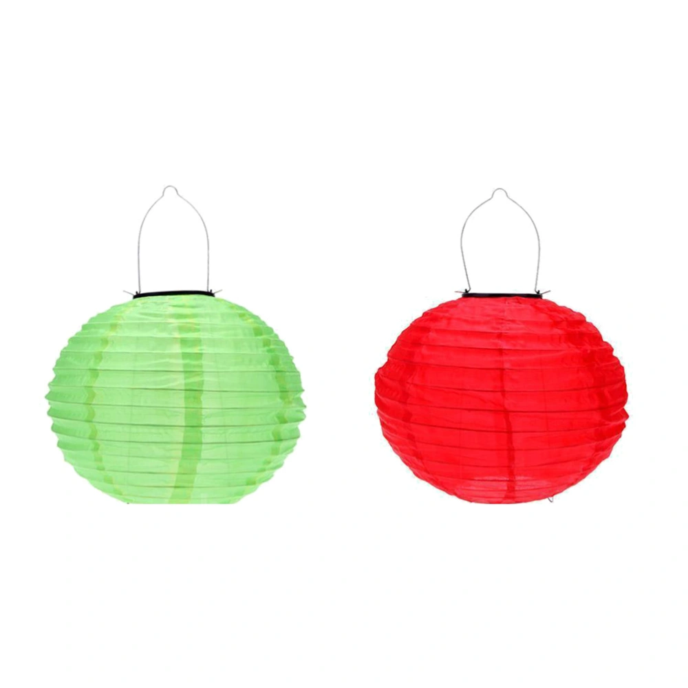 2Pcs 12 Inch Waterproof Solar LED Lanterns Practical Hanging Lights Folding Decorative Festival Lanterns