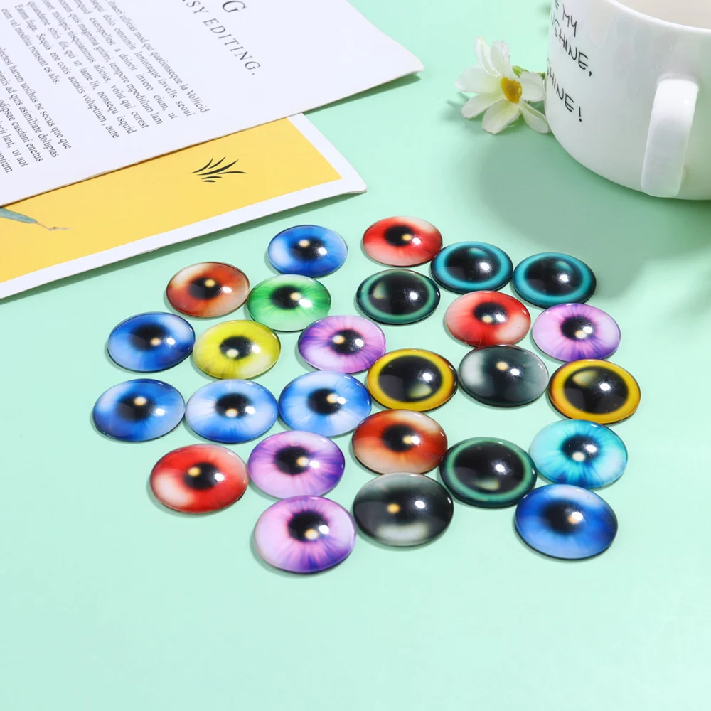 25Pcs Eyes Pattern Time Glass Stickers DIY Jewelry Material Glass Decals