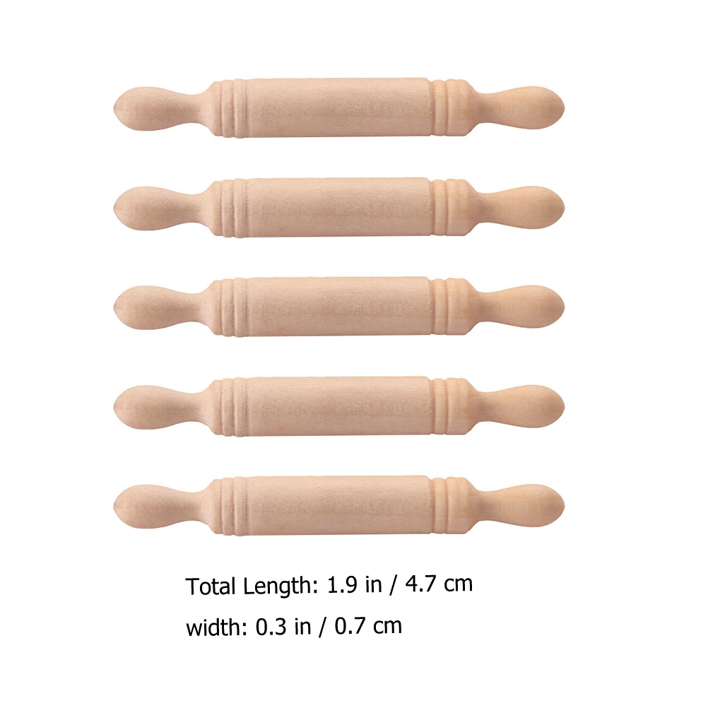 5pcs Miniature Rolling Pin Models Mini House Decorative Rolling Pin Mini House Decor