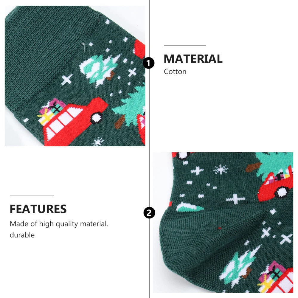 1 Pair of Fashionable Socks Christmas Style Socks Cotton Mid-calf Length Socks