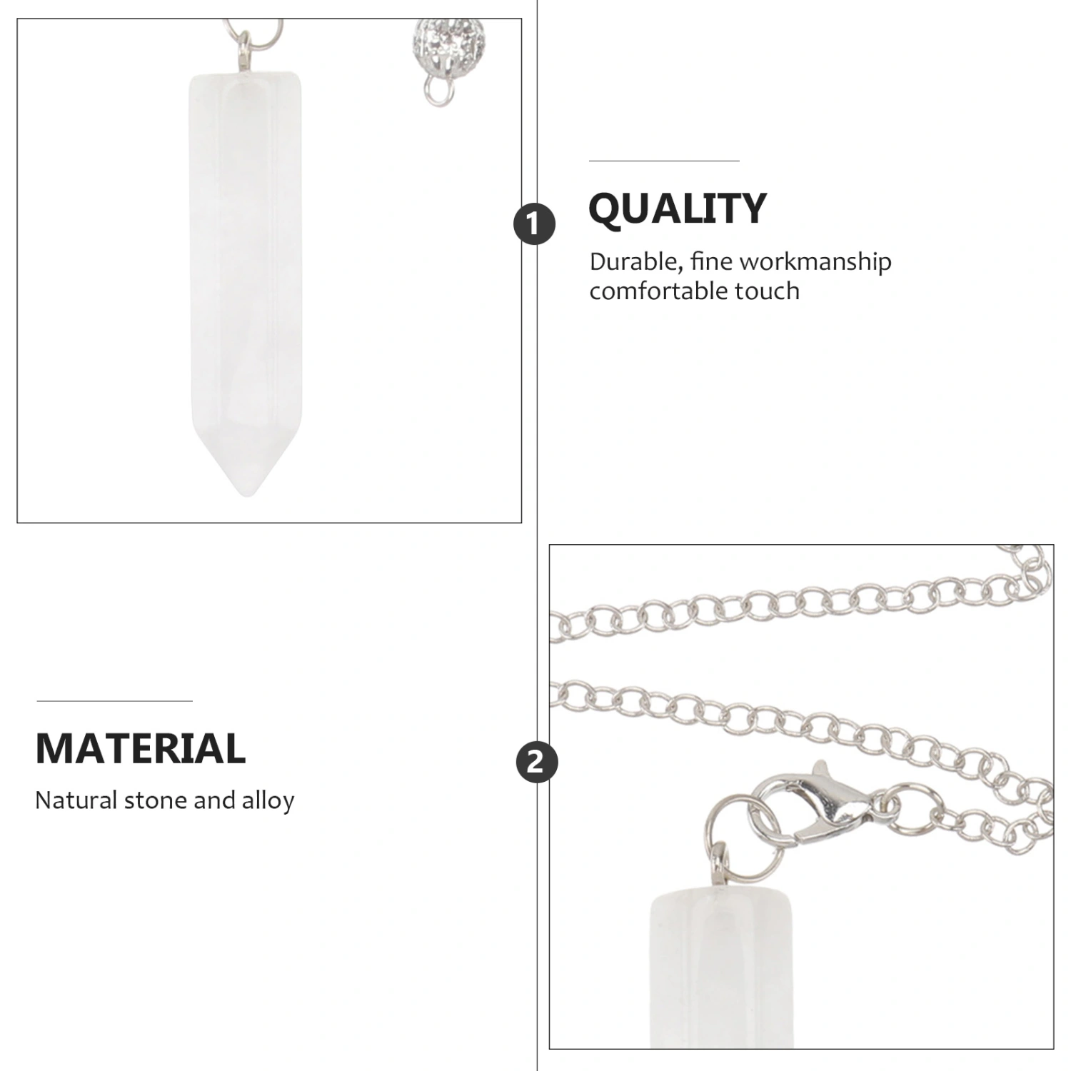 1Pc Natural Stone Pendant Decorative Tapered Pendant Divination Pendant Gift