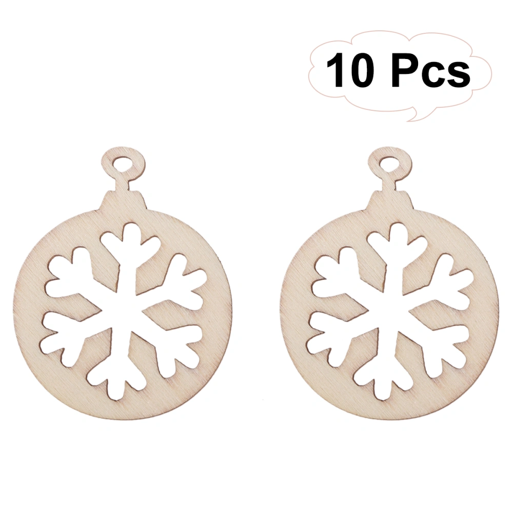 10PCS Hollow Snowflake Cutout Veneers Slices For Patchwork DIY Crafting Decoration Christmas Wooden Crafts Embellishment Christmas Tree Pendants Hanging Ornaments Wood Tag