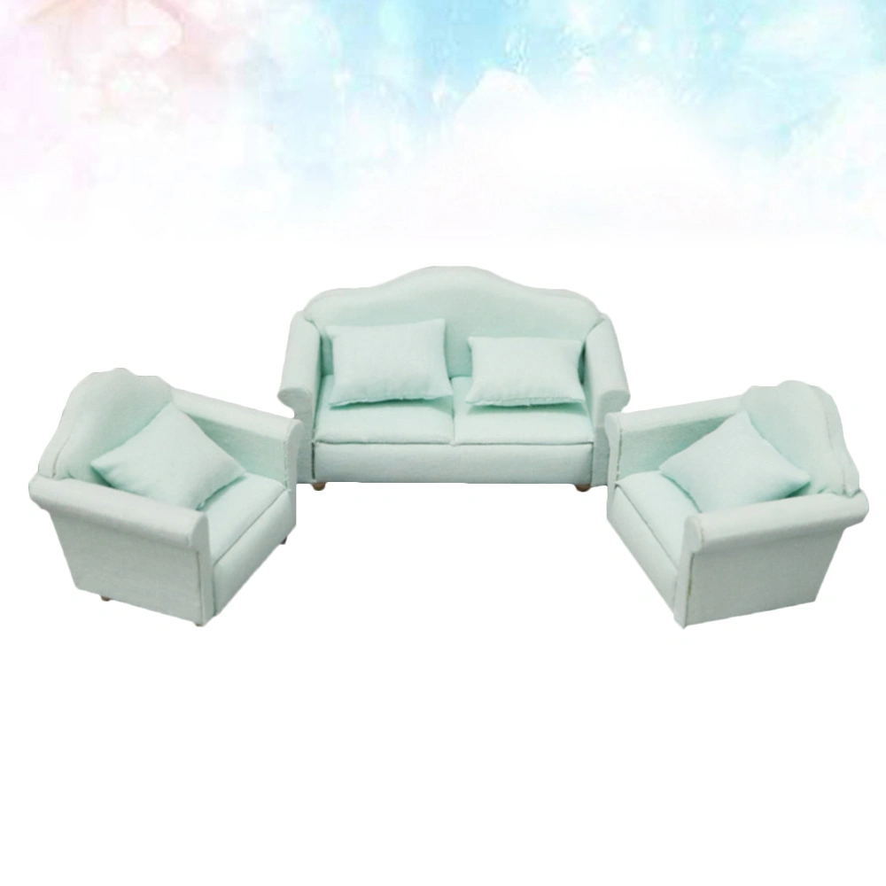 1 Set Mini Scene Sofa Decors Pocket Furnitures Ornament Throwing Pillow Miniatures DIY Kids Toy (Light Green)