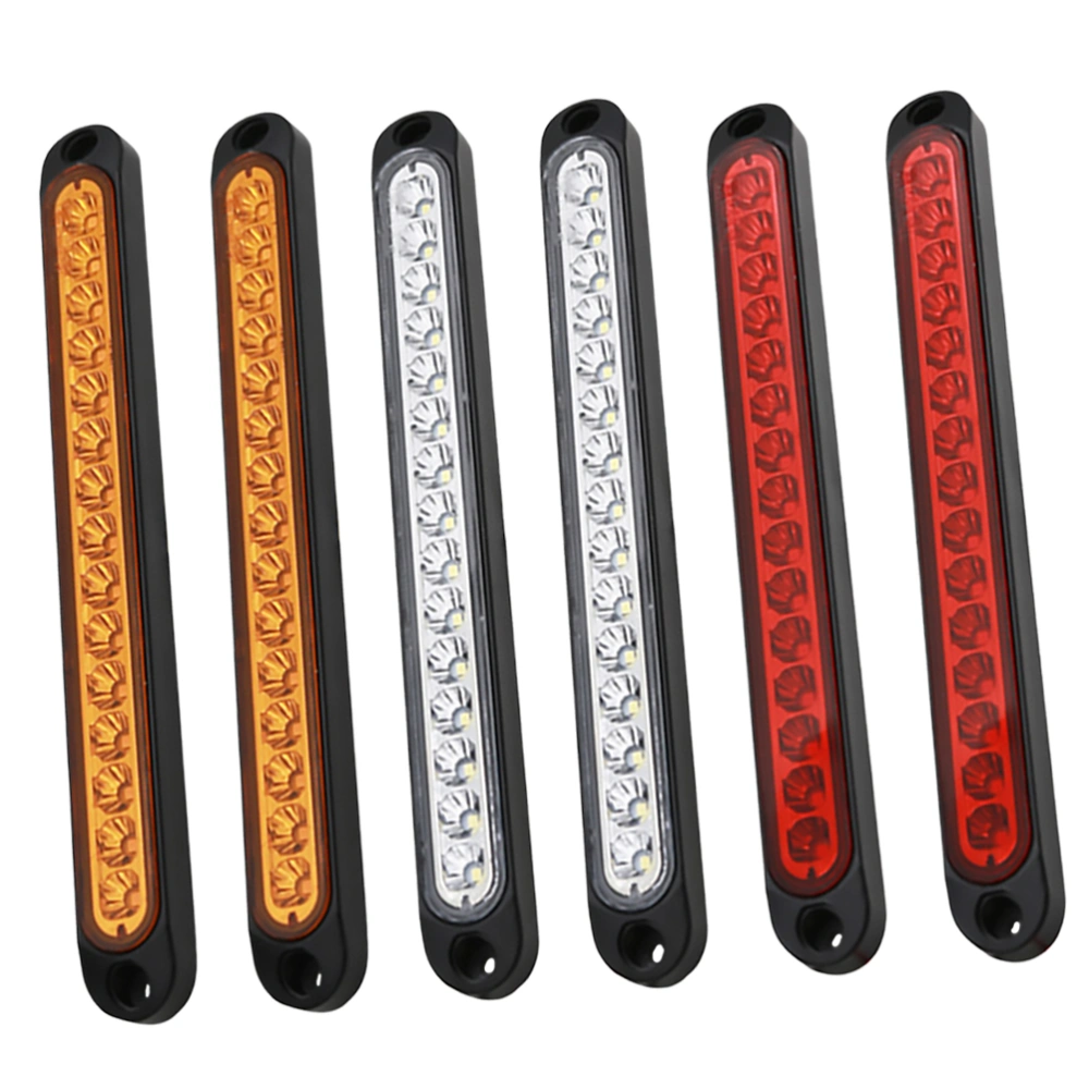 6pcs 15LED Side Light Durable Rear Light Plastic Brake Light Useful Turn Signal Light for Truck Trailer Car Auto (White Yellow and Red 2pcs for Each)