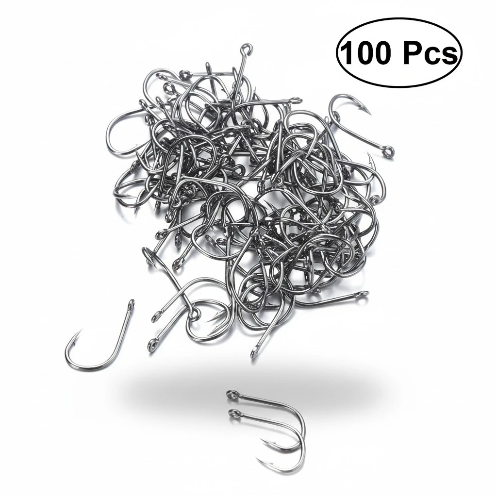 100 PCS Fishing Hooks High Carbon Steel Perforated Fishing Hooks Fly Fishing Hooks Fishing Tackle Set for Salt Water Fresh Water Lakes Rivers Streams (#9)