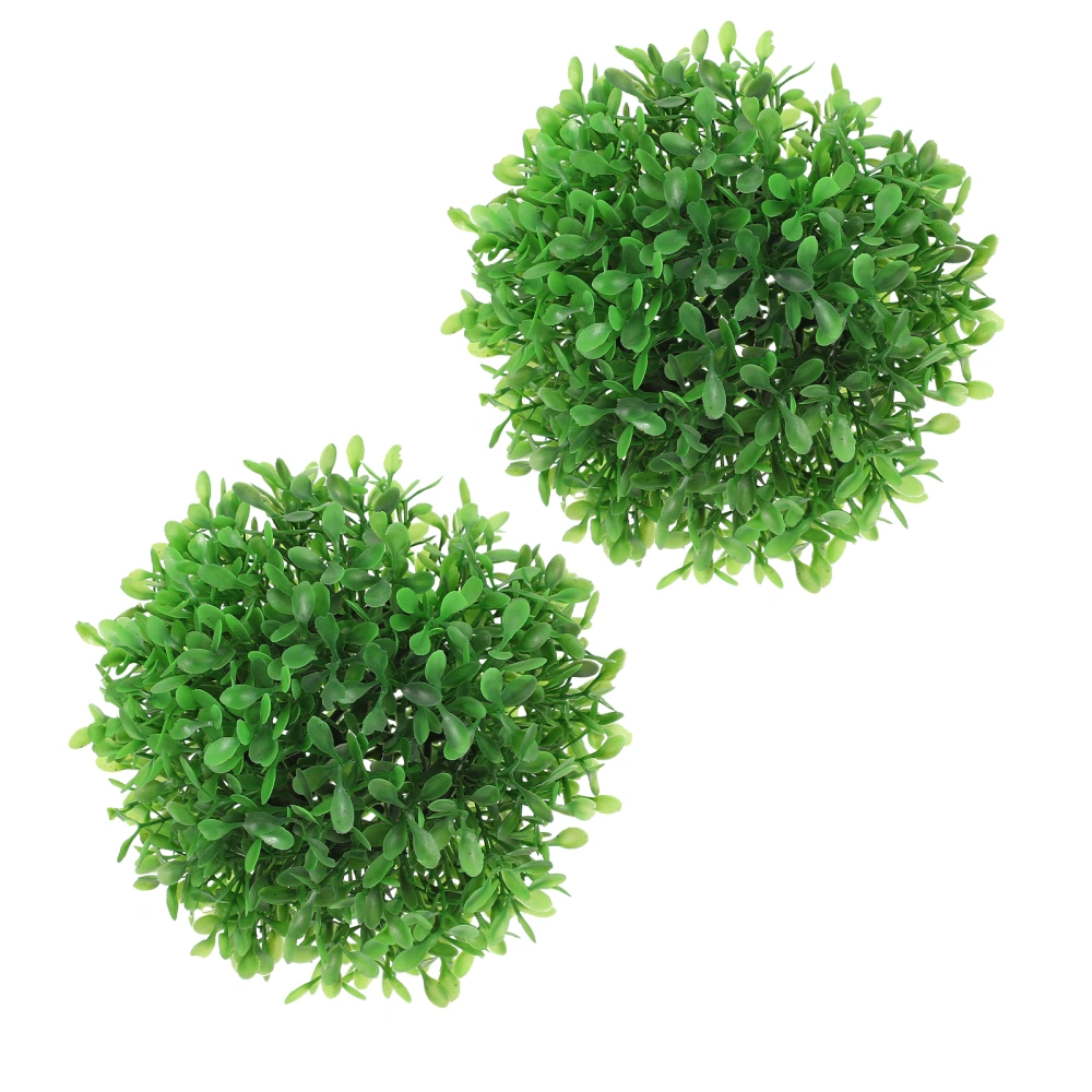 2Pcs Artificial Plant Topiary Balls Green Leaves Balls Artificial Grass Balls