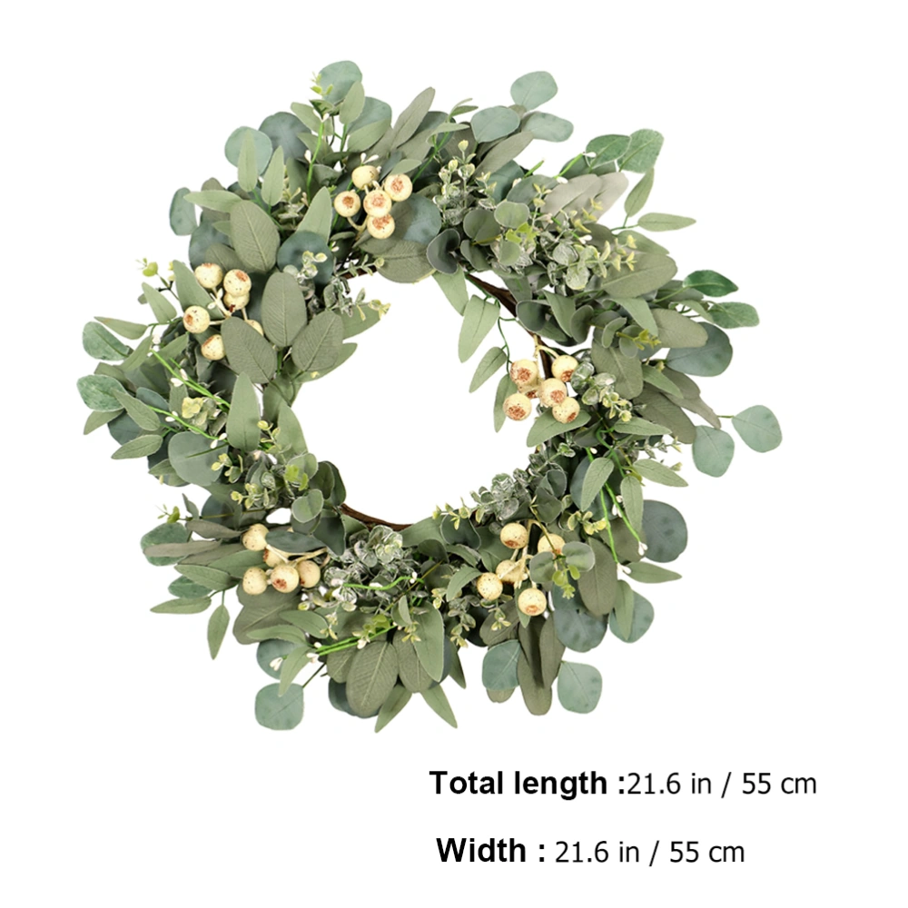 1pc Simulation Eucalyptus Leaf Wreath Wall Door Hanging Decoration (Green)