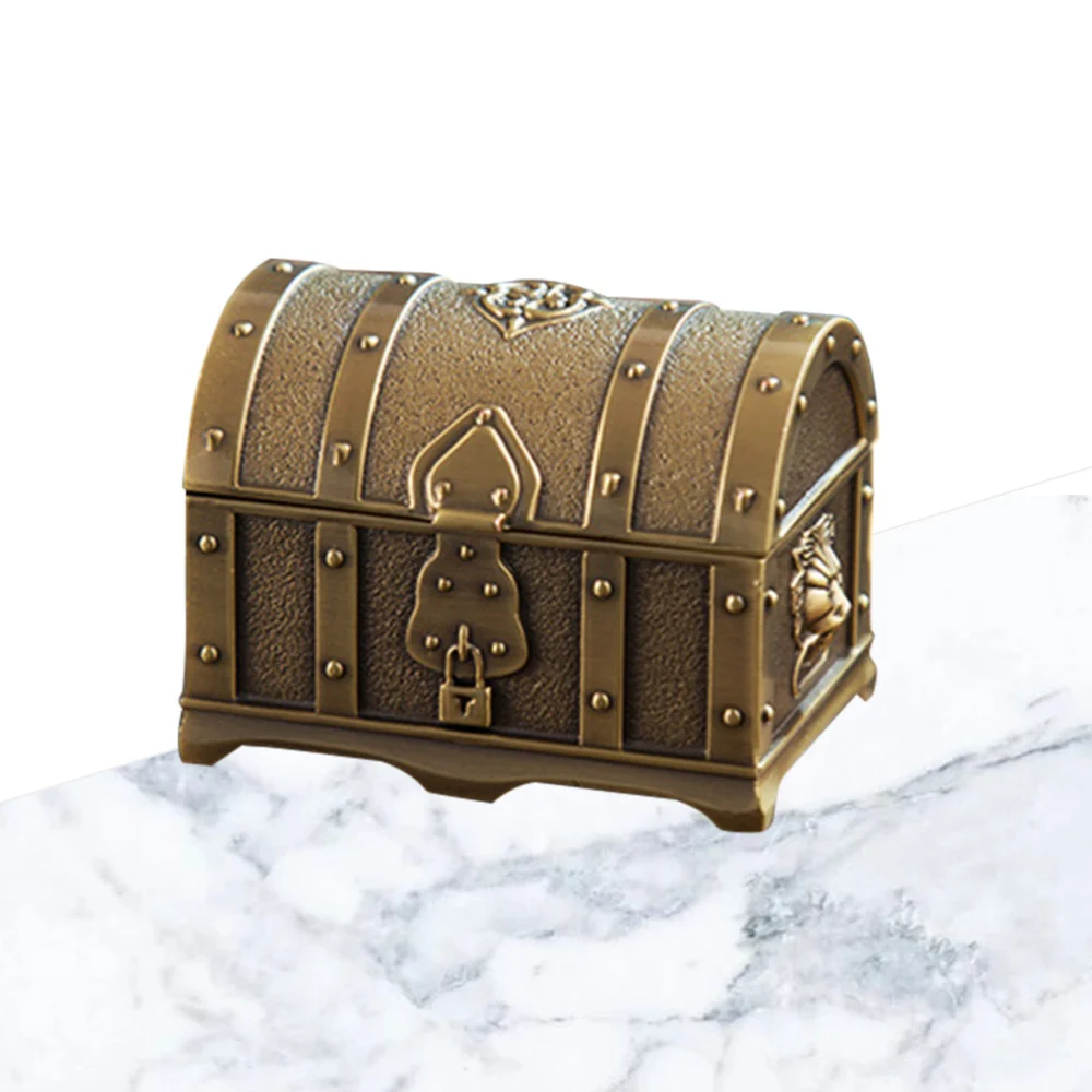 Metal Jewelry Box Pirate Treasure Chest Jewelry Box for Storage Use Bronze Color