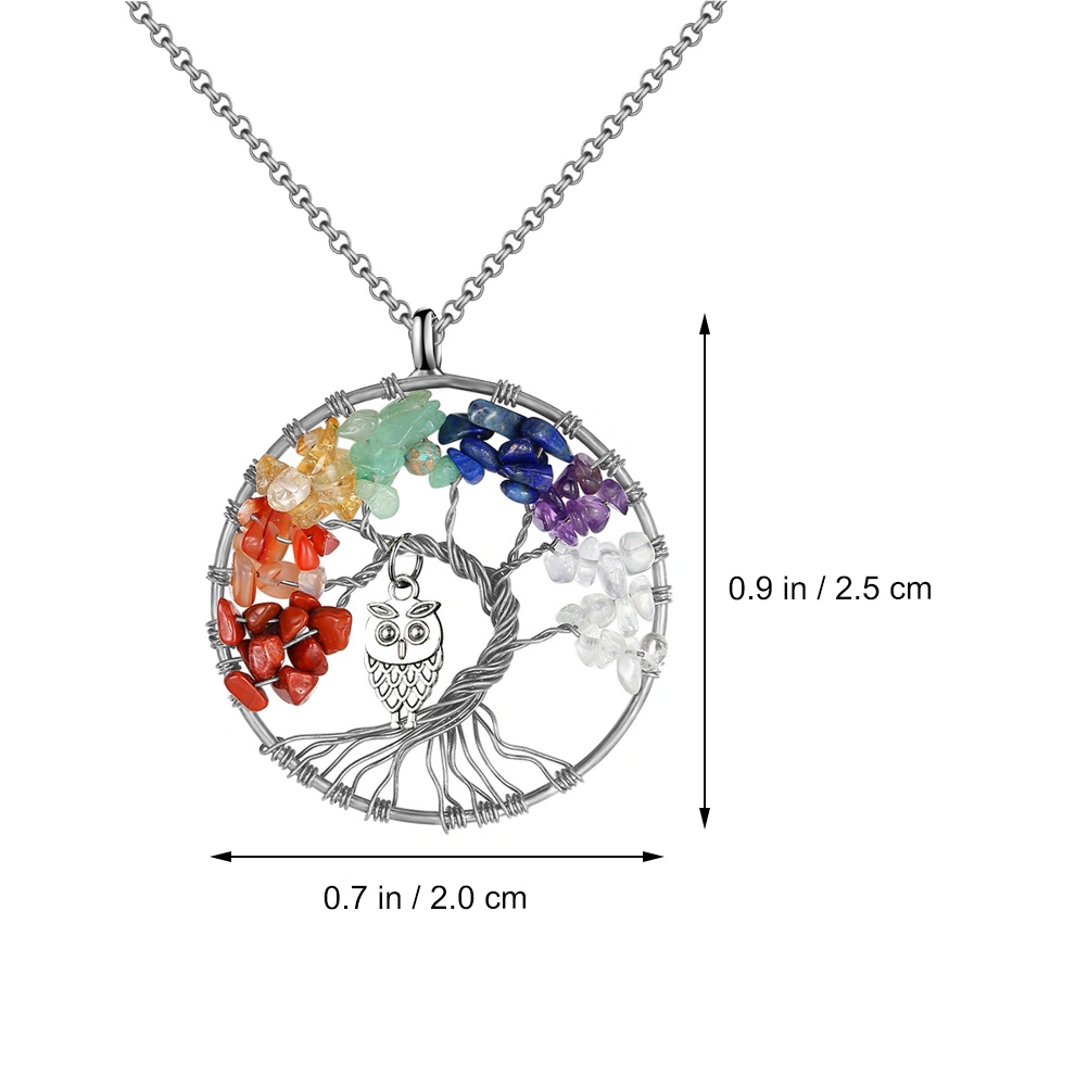 1pc Fashionable Owl Pendant Necklace Life Tree Decoration (Assorted Color)